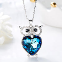 Cute Blue Owl Pendant Necklace