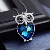 Cute Blue Owl Pendant Necklace