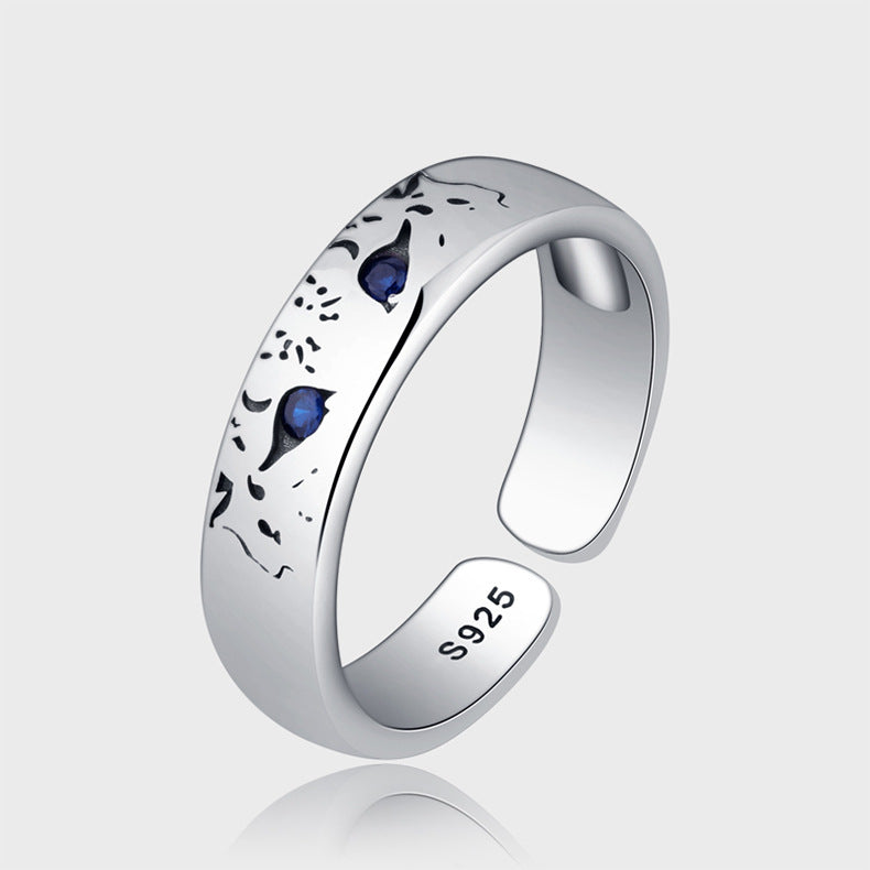 Snow Leopard Blue Eyes Ring