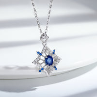 Hollow rhombus sapphire Necklace