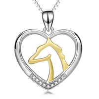 Hollow Heart Horse Necklace