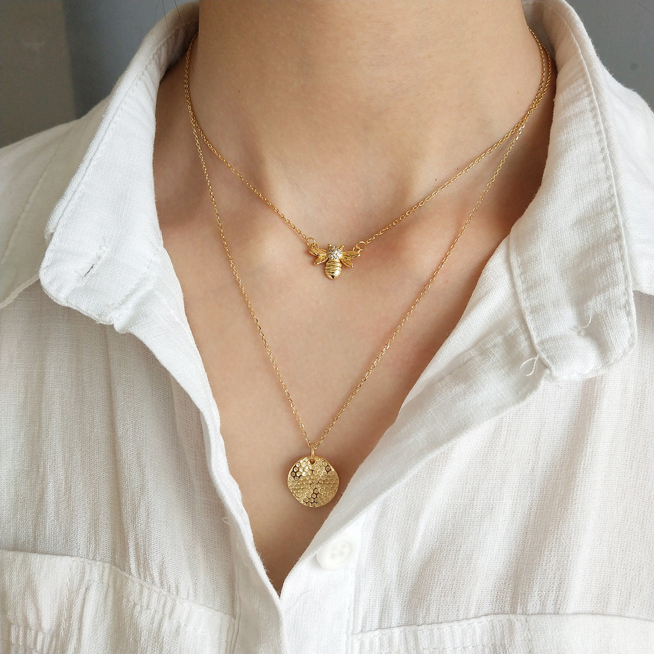 Honeycomb & Bee Necklace