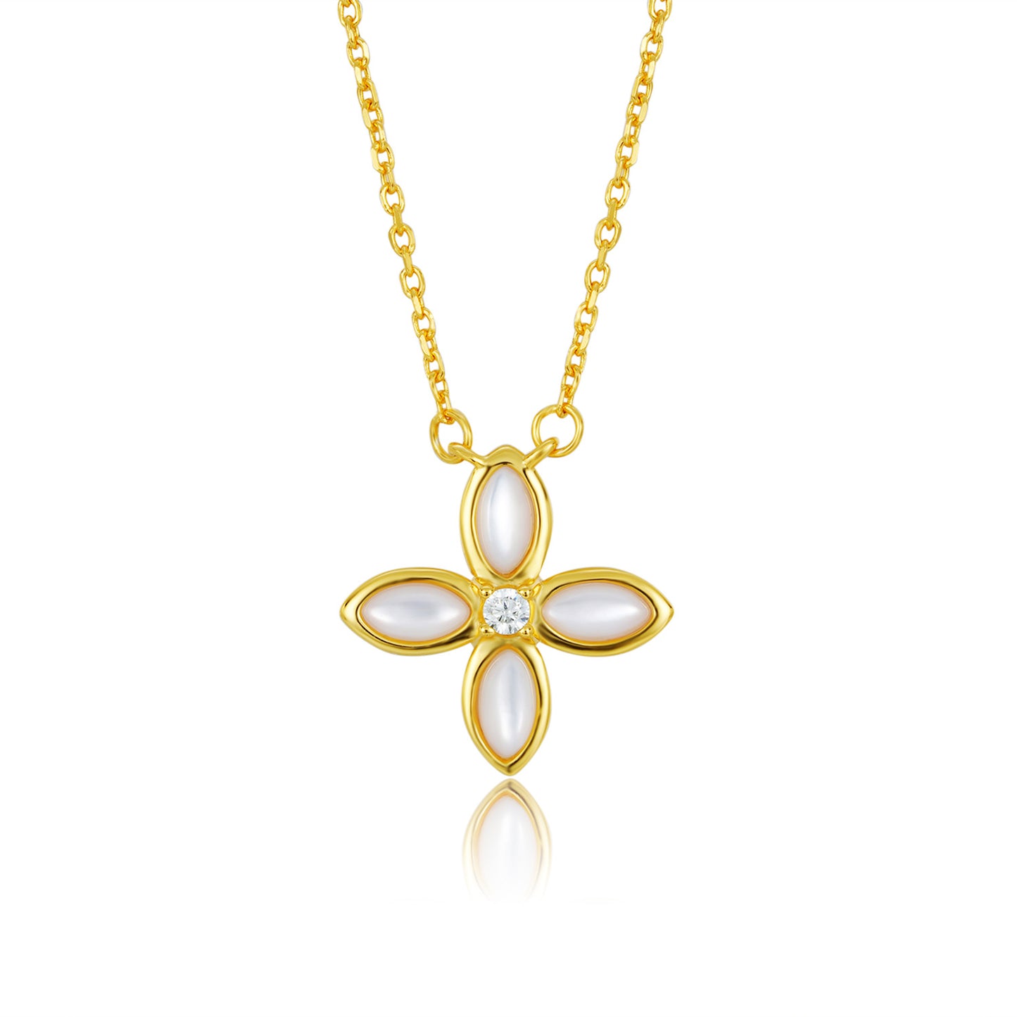 Shell Emerald Cross Necklace