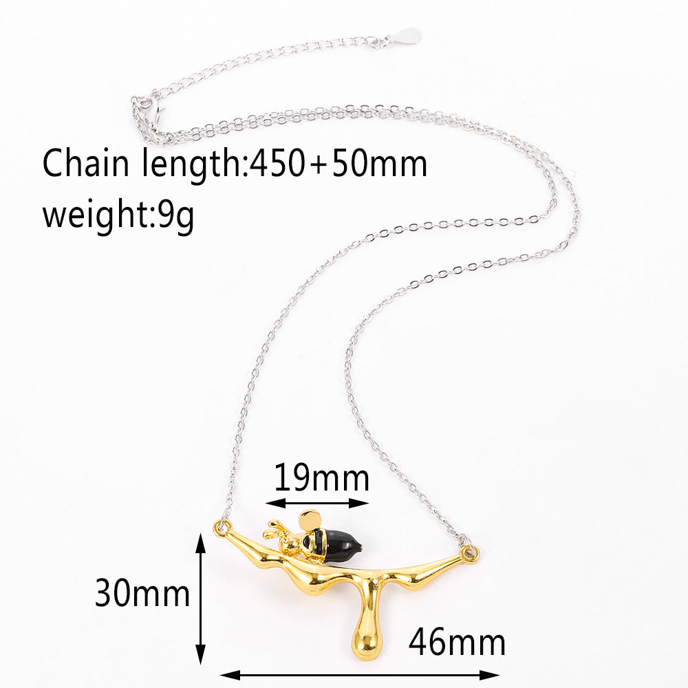 Bee and Dripping Honey Necklace