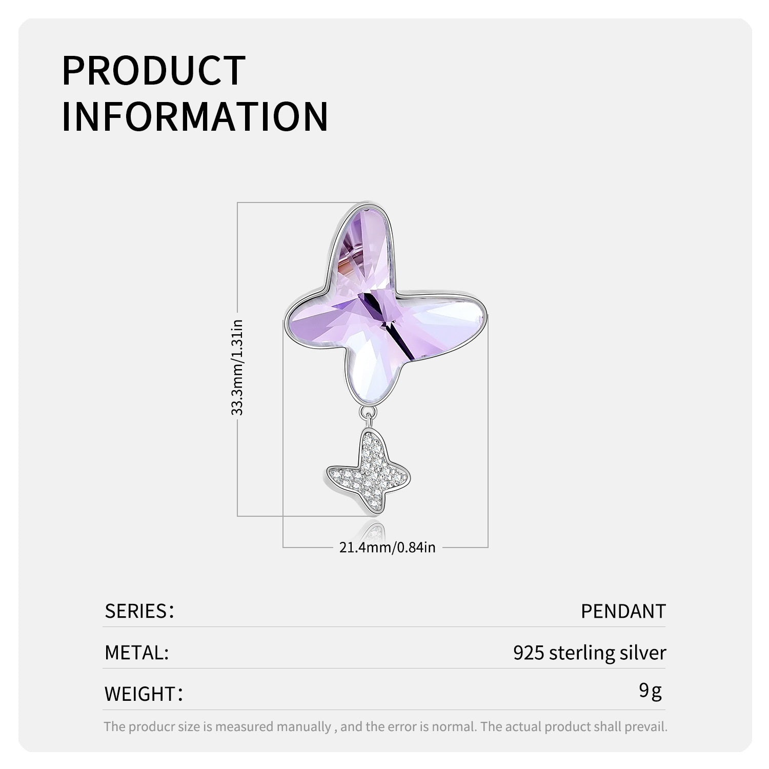 Shining Purple Butterfly Necklace