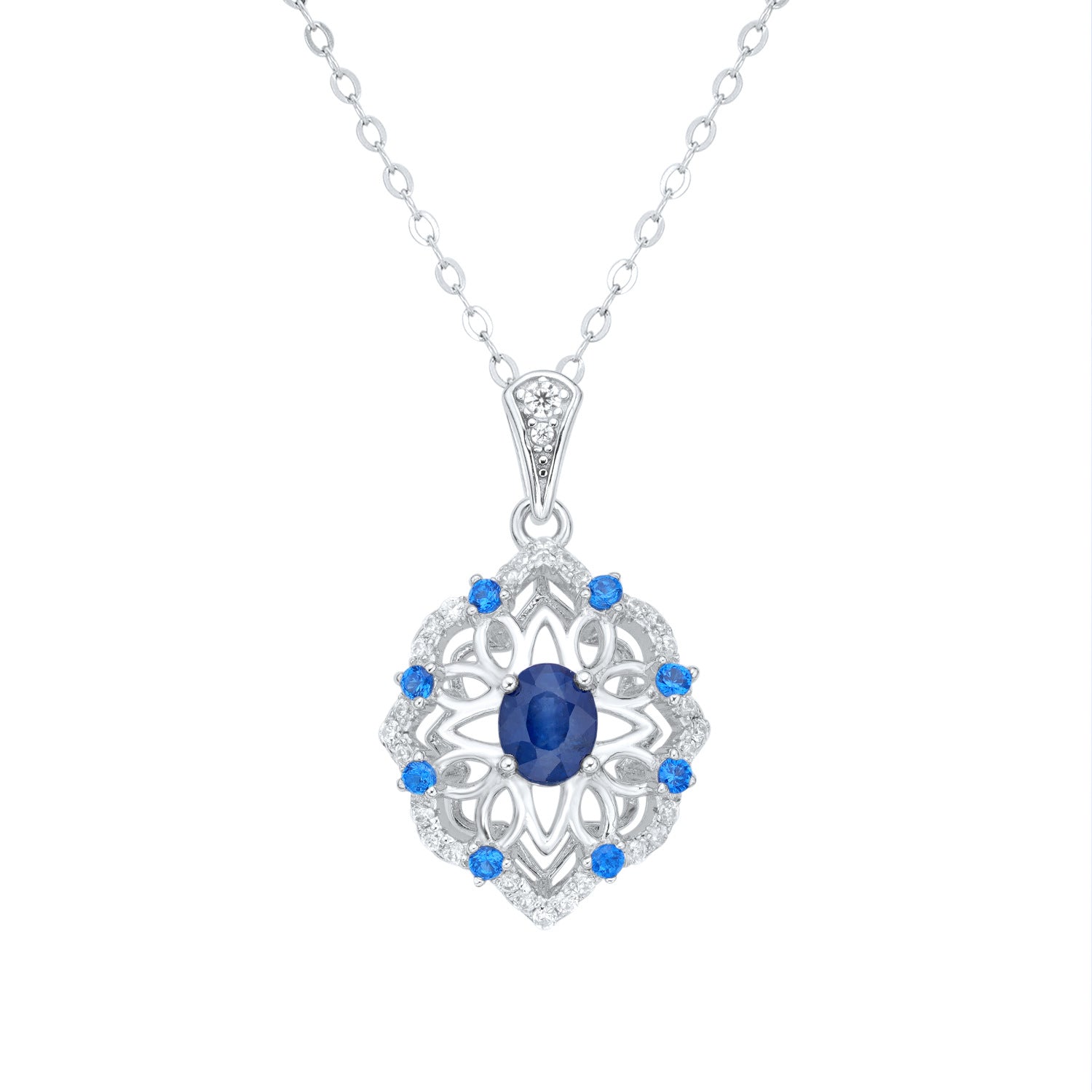 Sapphire Velvet Blossom Necklace