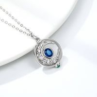 Rotating Sapphire Moon Necklace