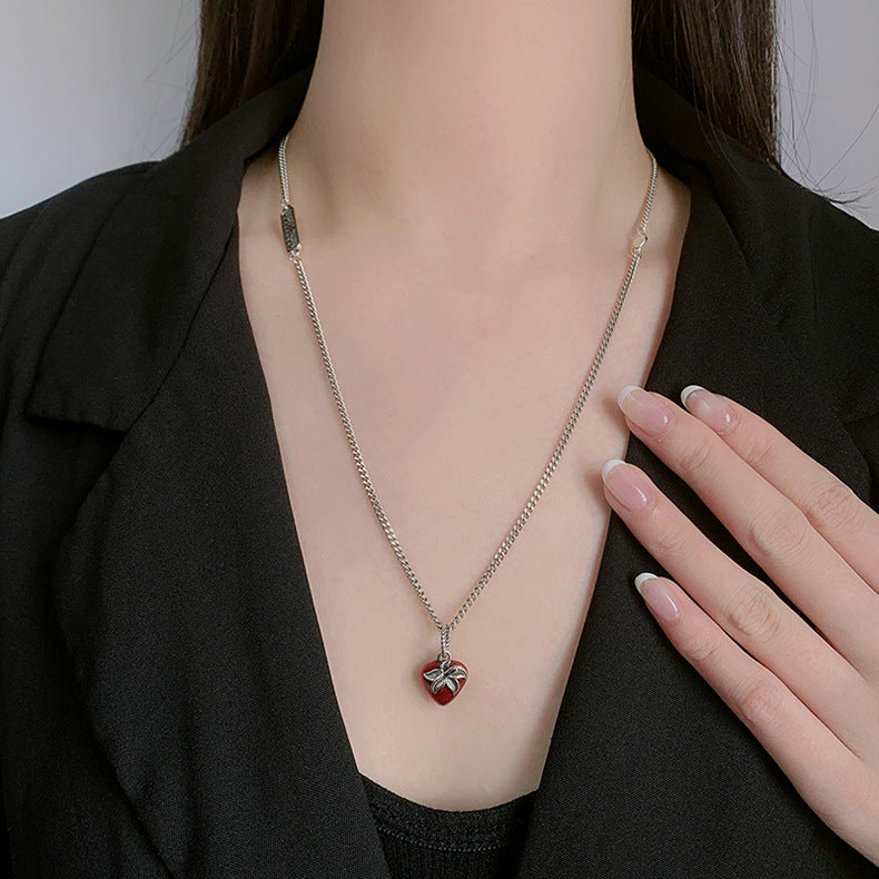 Retro Enamel Strawberry Necklace
