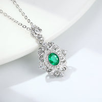 Vintage Flower Lace Gem Emerald Necklace