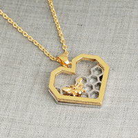 Honeycomb Heart Bee	Necklace
