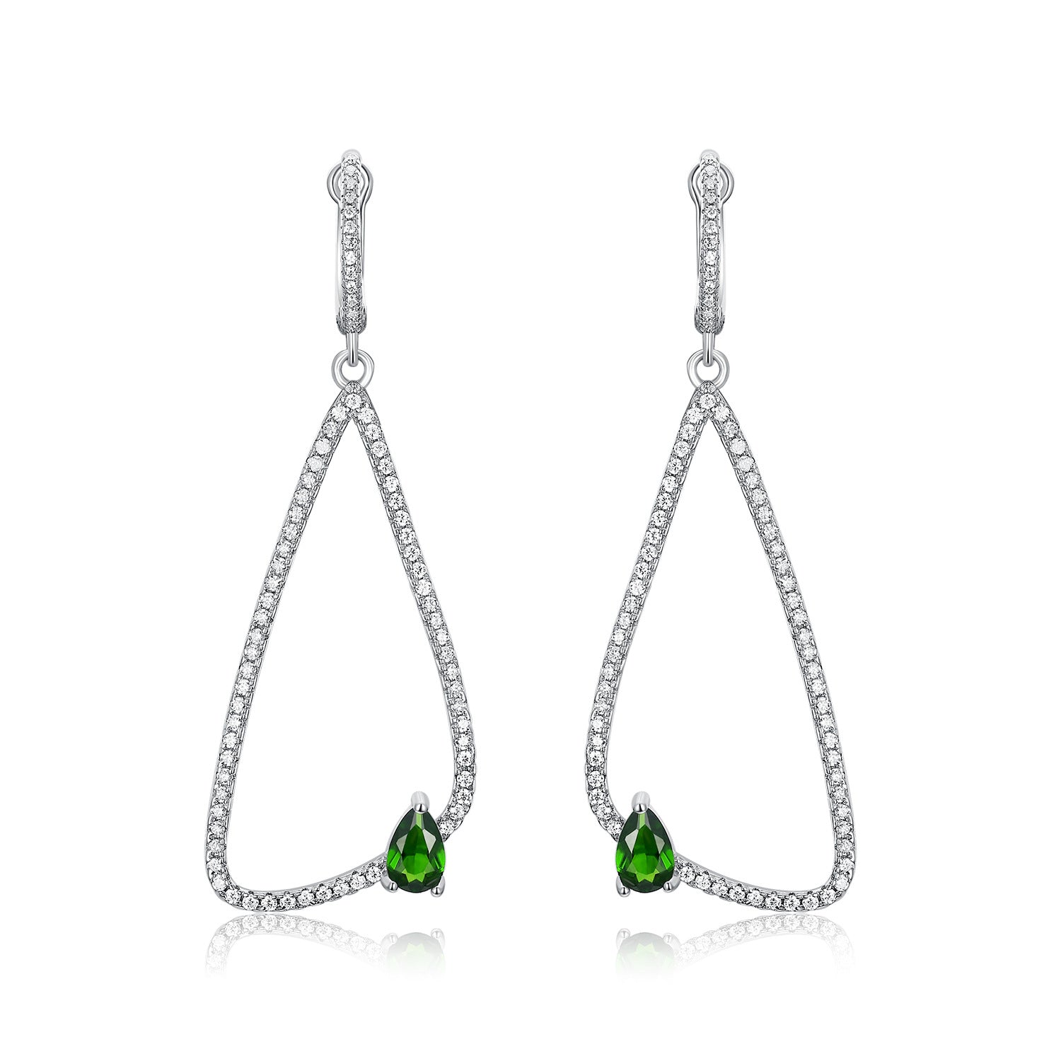 Geometry Inlaid Diopside Earrings