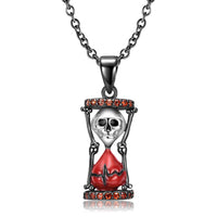 Small Dark Wind Skull Hourglass necklace