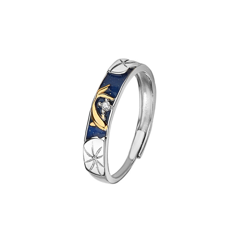 Lotus Pond Moonlight Couple Ring