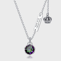 Retro Crown Jewel Plaque Necklace