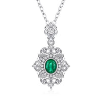 Vintage Flower Lace Gem Emerald Necklace