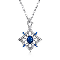 Hollow rhombus sapphire Necklace