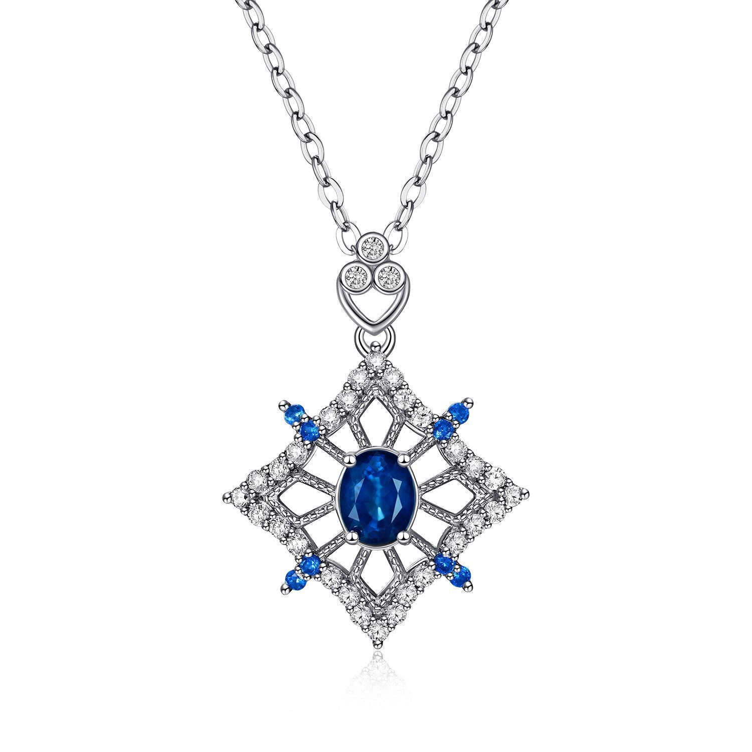 Hollow rhombus sapphire Necklace