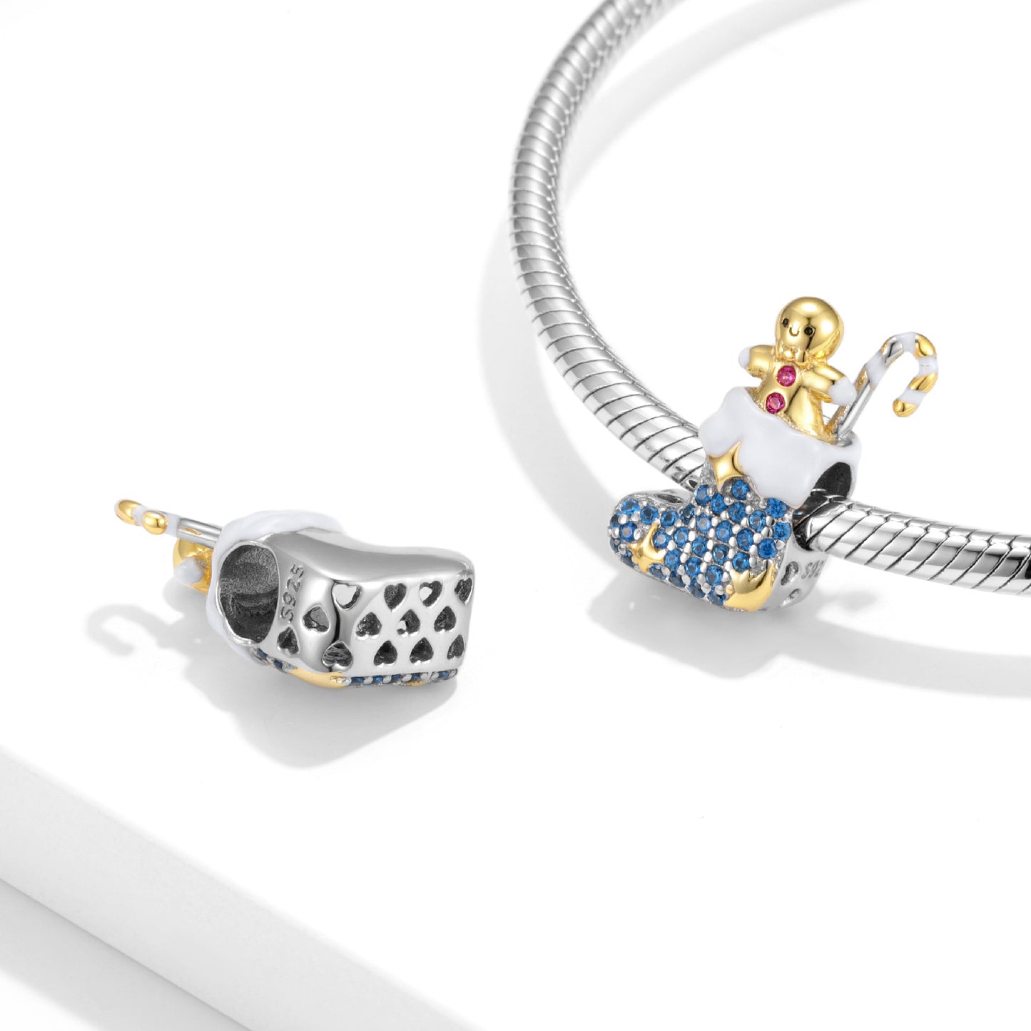 Blue Christmas Gift Socks Beads