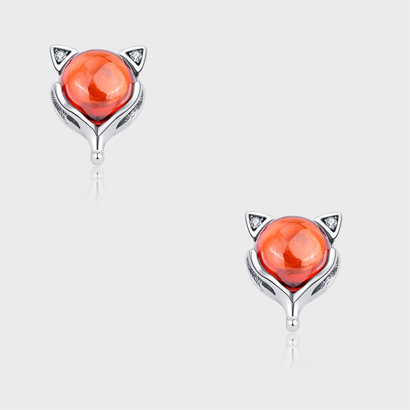Red Garnet Little Fox Earrings