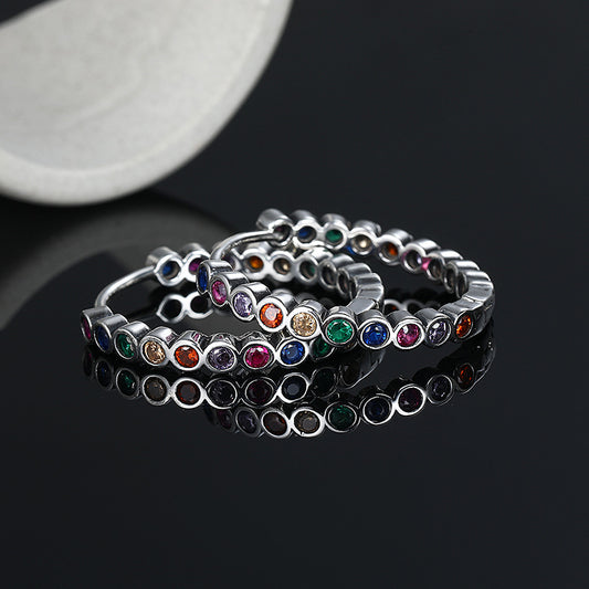 Large Circle Colorful Earrings