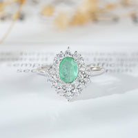 Emerald Halo Ring