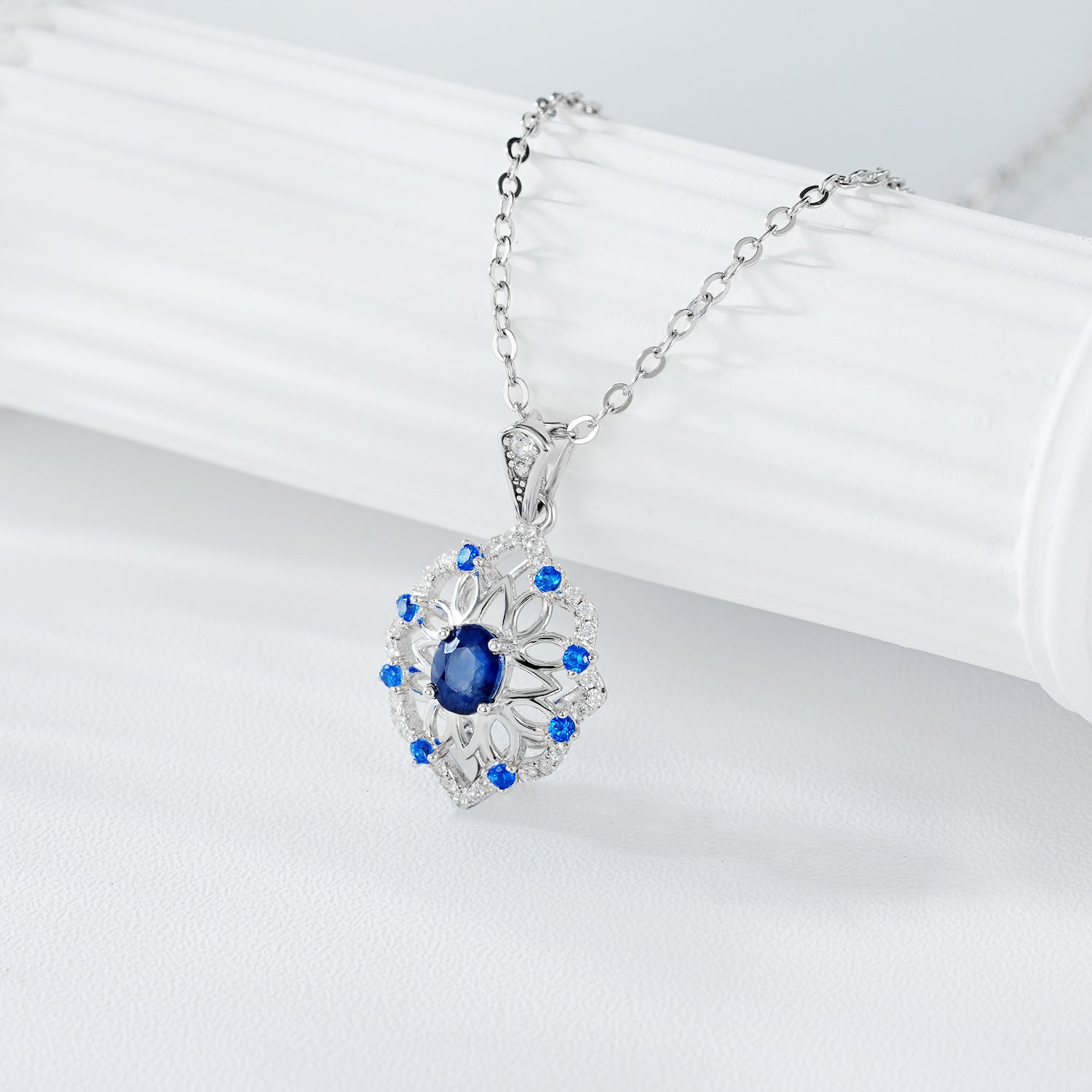 Sapphire Velvet Blossom Necklace
