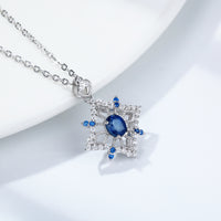 Hollow rhombus sapphire Necklace
