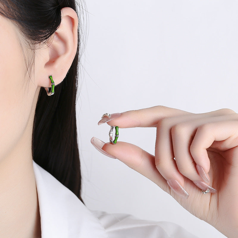 Green Bamboo Earrings