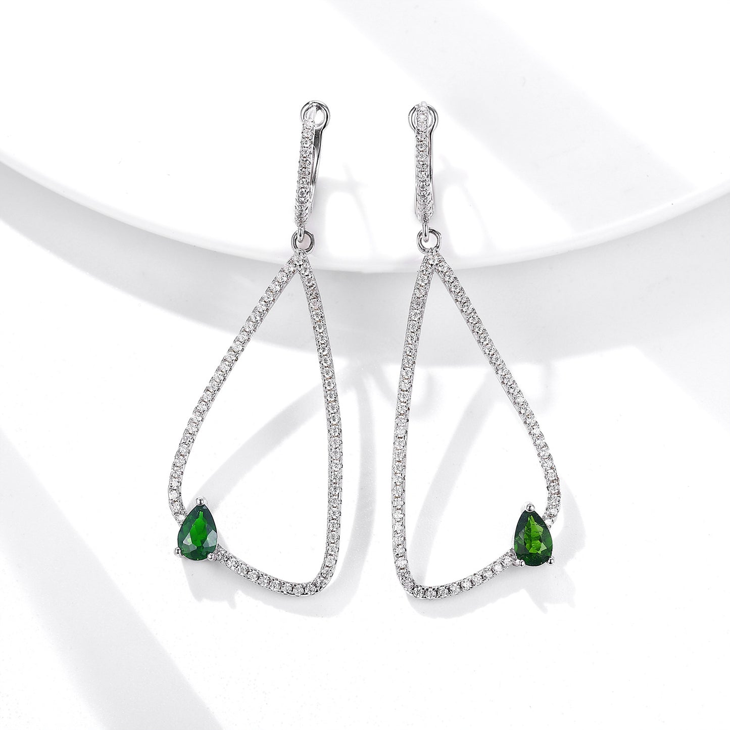 Geometry Inlaid Diopside Earrings