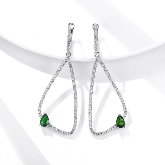 Geometry Inlaid Diopside Earrings