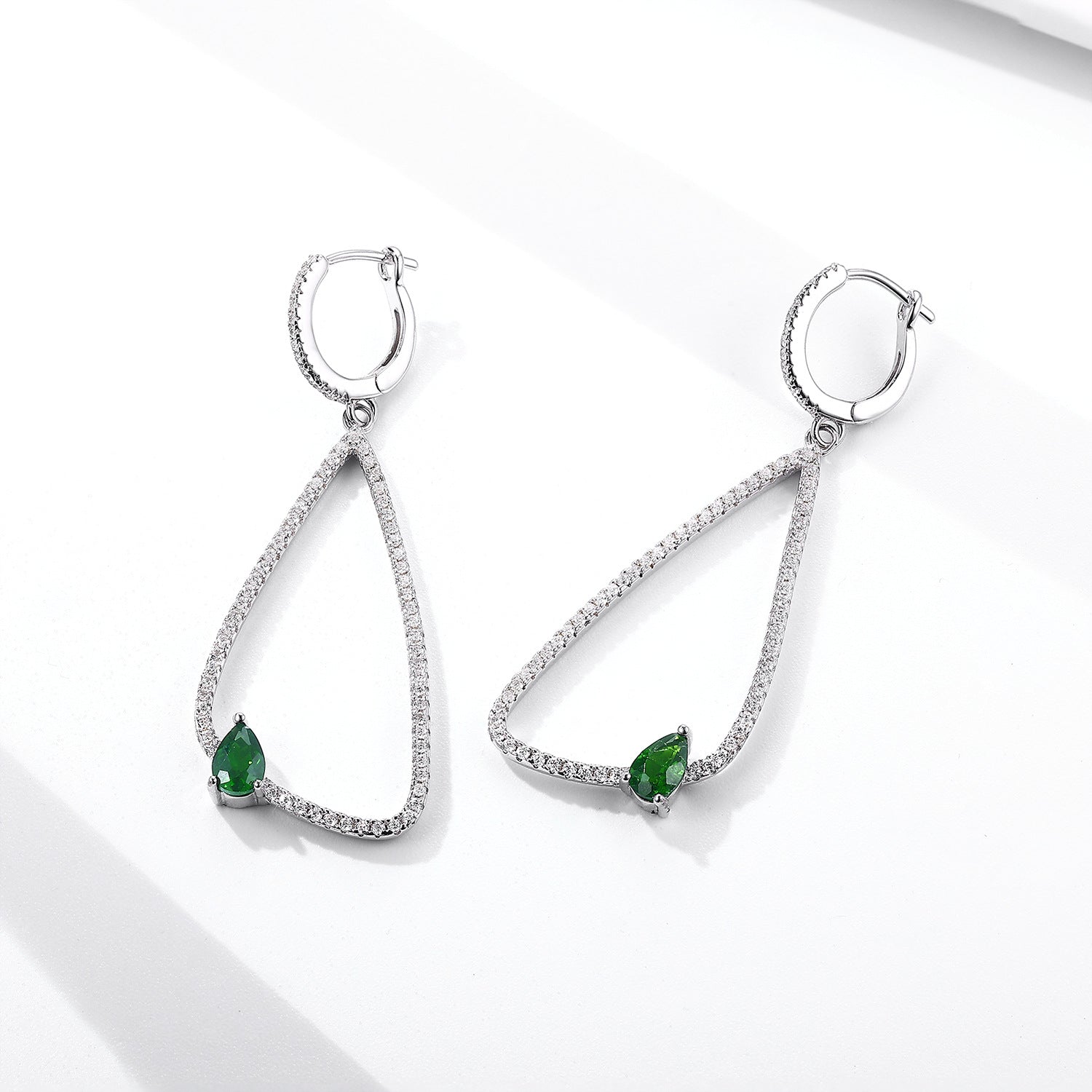 Geometry Inlaid Diopside Earrings
