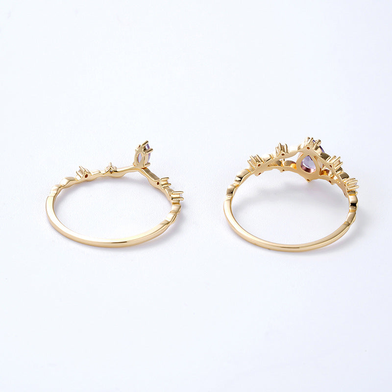 Double Ring Amethyst Set