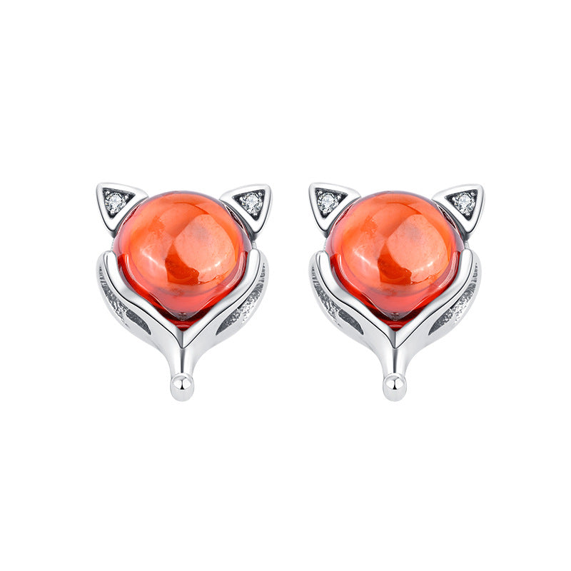 Red Garnet Little Fox Earrings