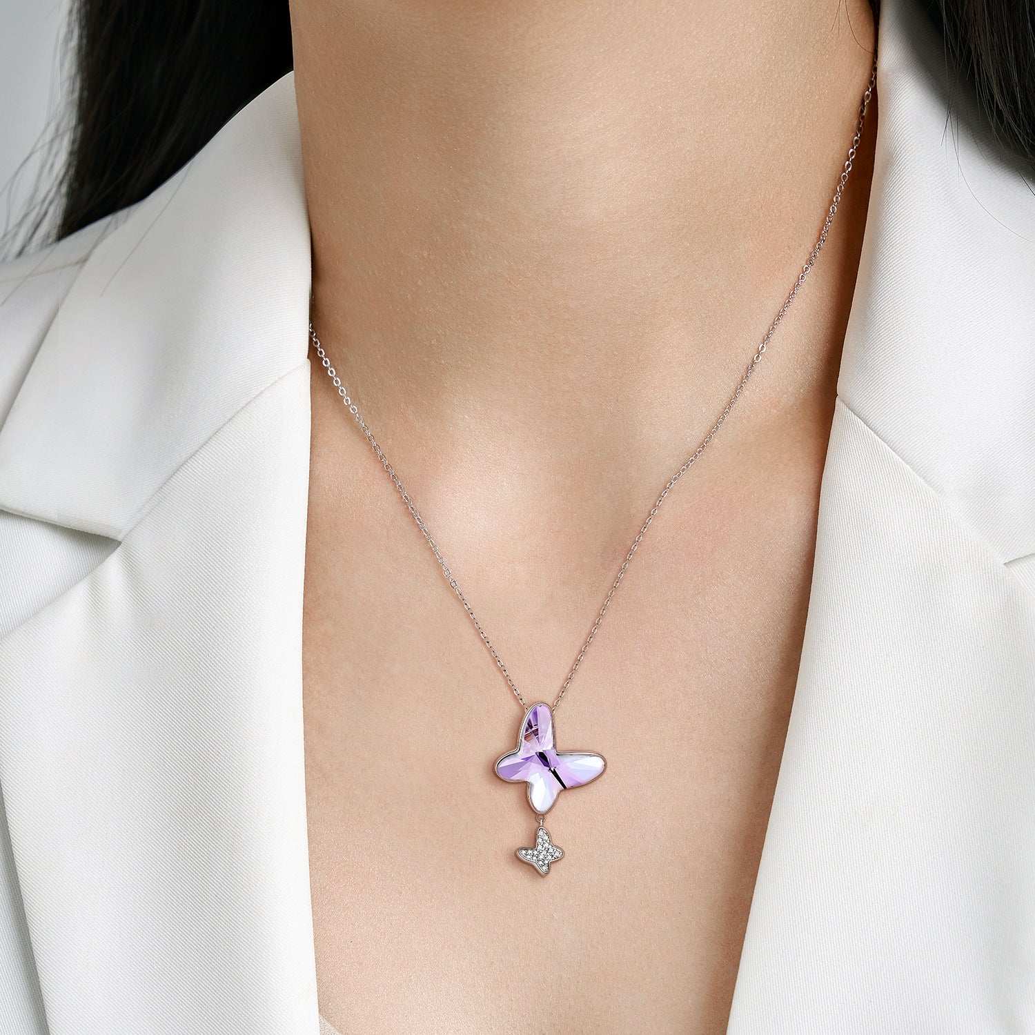 Shining Purple Butterfly Necklace