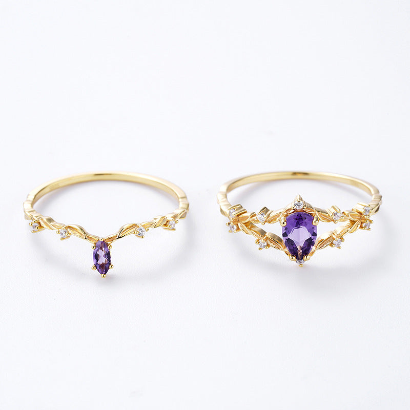 Double Ring Amethyst Set