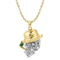 Gilded Smoking Skull Necklace