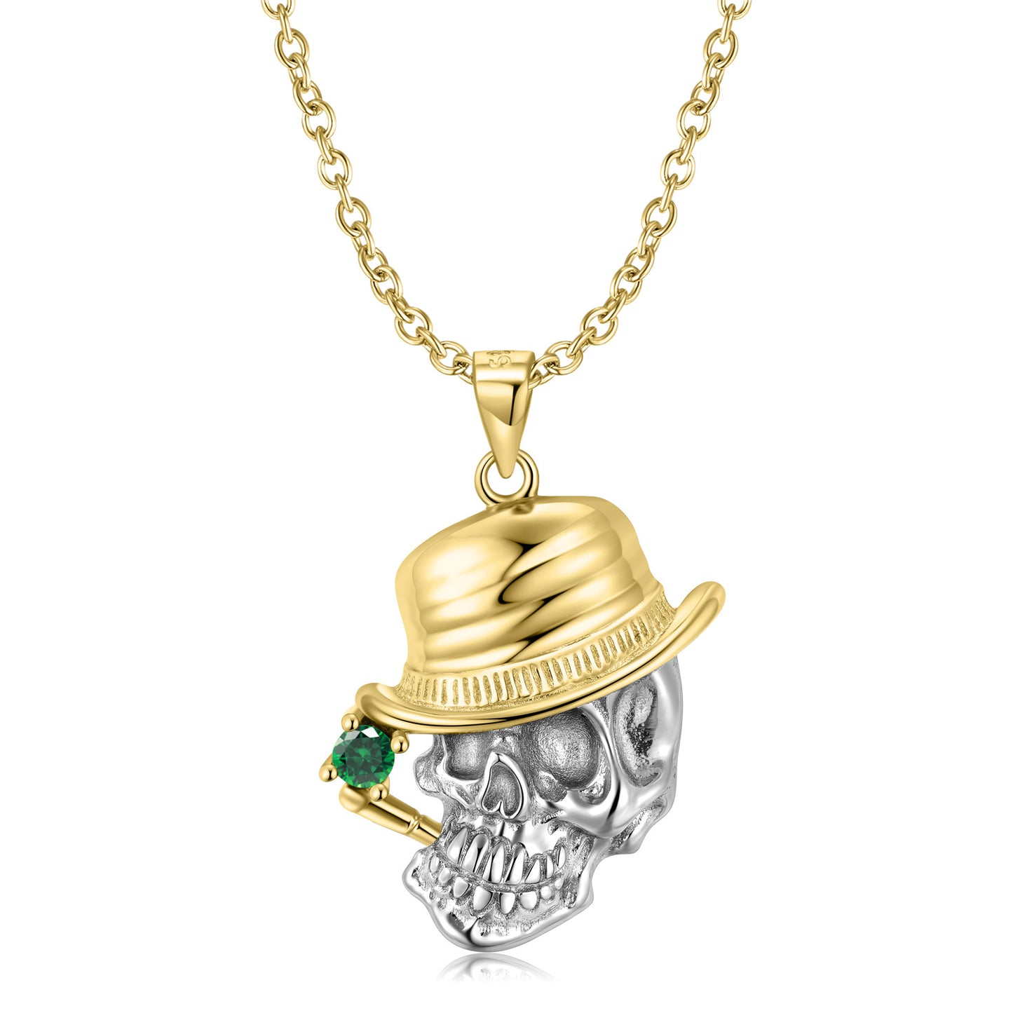 Gilded Smoking Skull Necklace