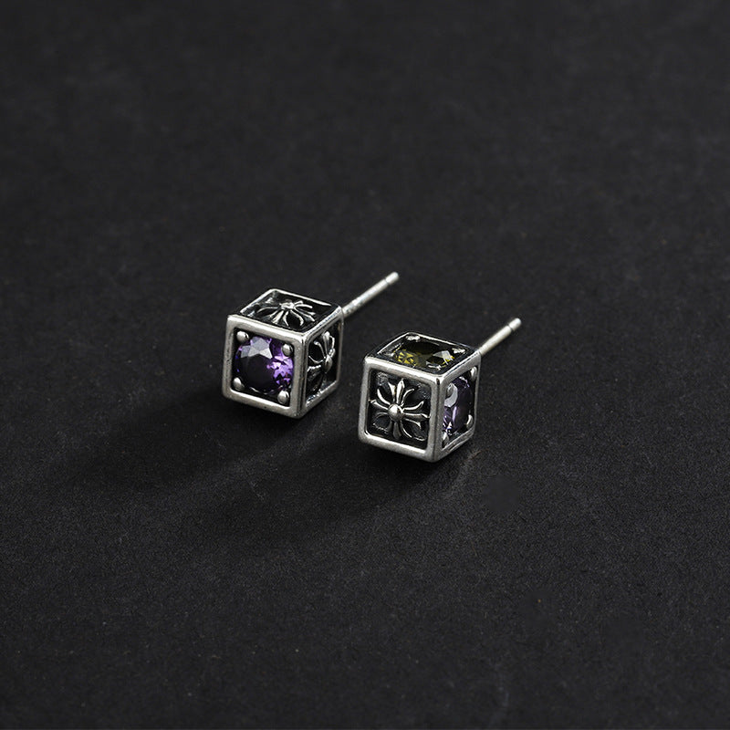 Rainbow Cross Square Earrings