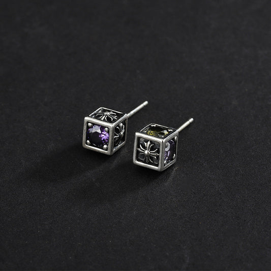 Rainbow Cross Square Earrings