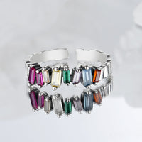 Irregular Inlay Colorful Ladder Ring