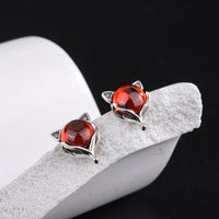 Red Garnet Little Fox Earrings