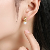 Starfish Pearl Earrings