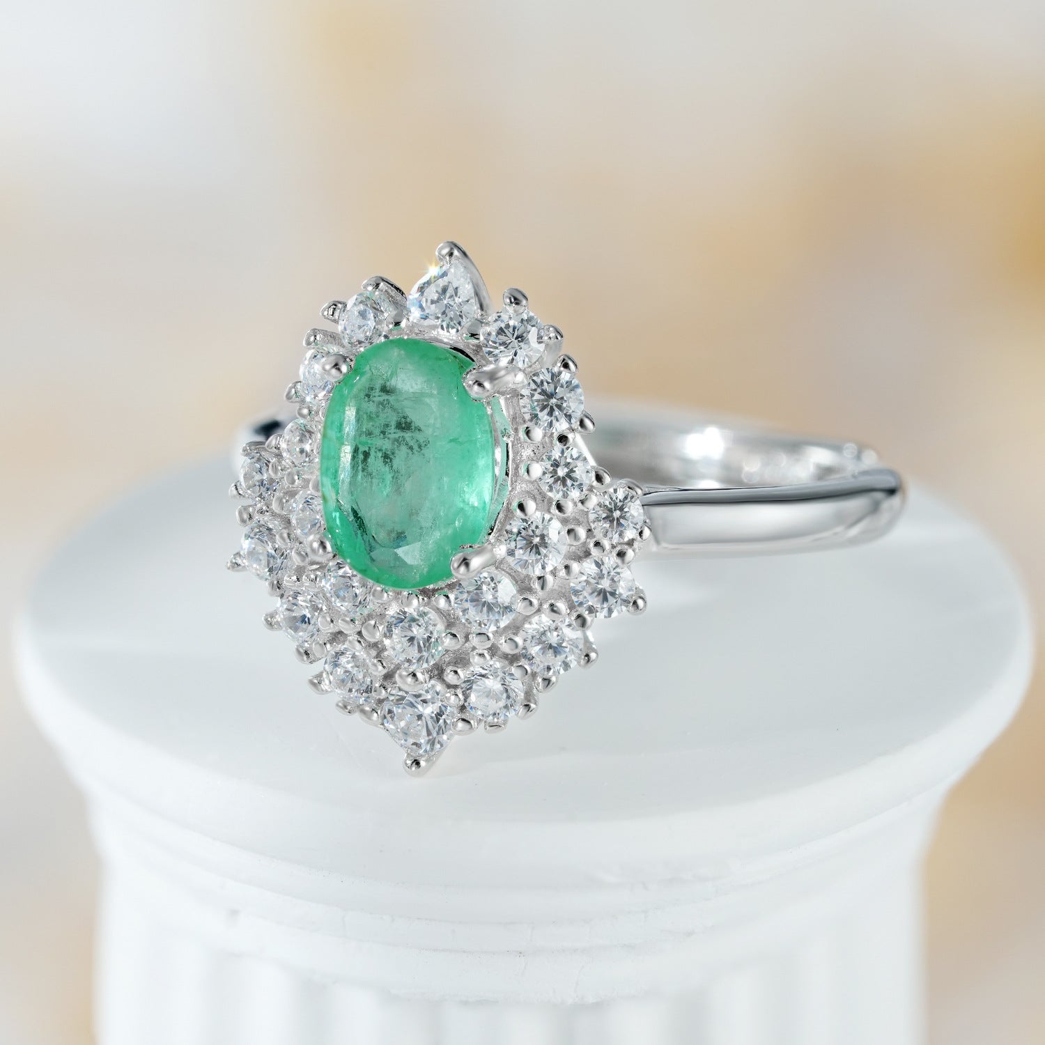 Emerald Halo Ring