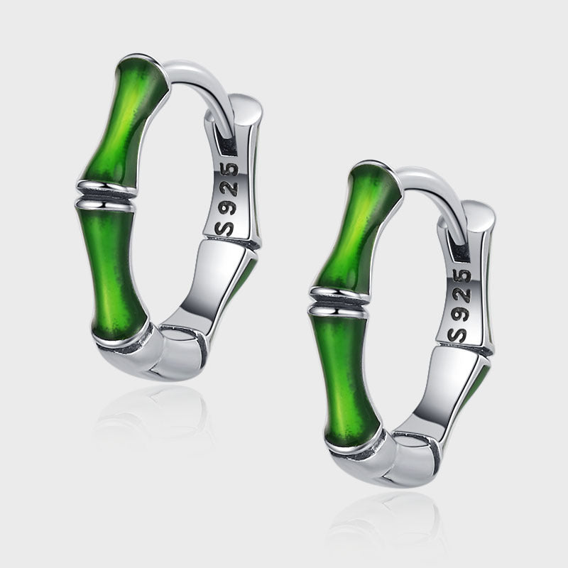 Green Bamboo Earrings