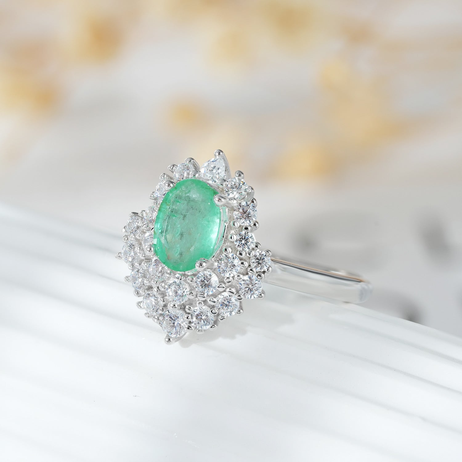 Emerald Halo Ring
