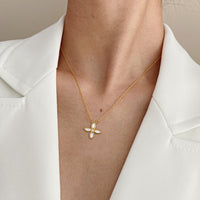 Shell Emerald Cross Necklace