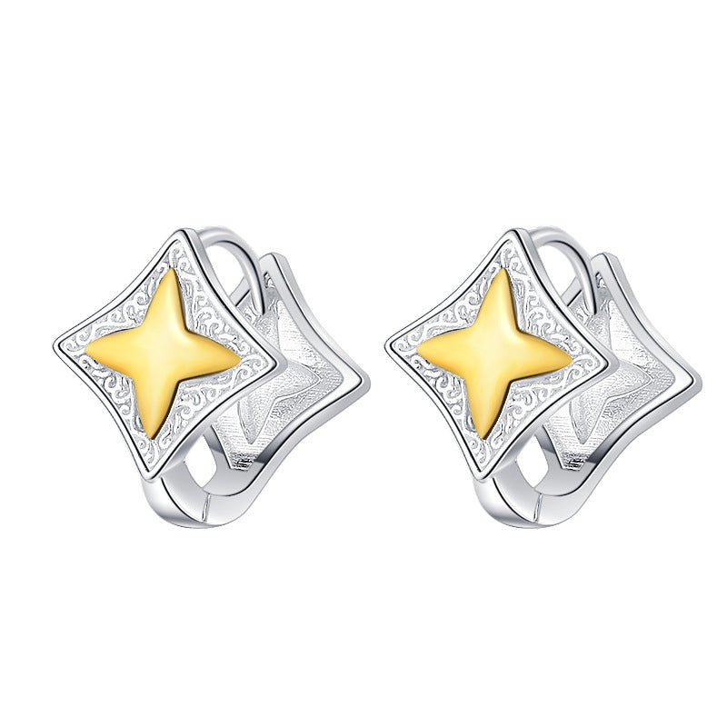 Tang Grass Bright Four-Point Star Earring