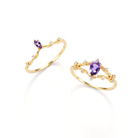 Double Ring Amethyst Set