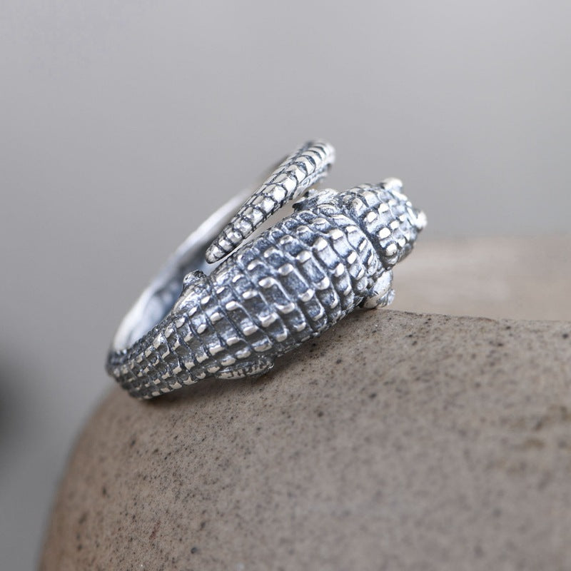 Retro Matte Crocodile Ring