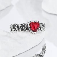 Vintage Rose Red Heart Ring